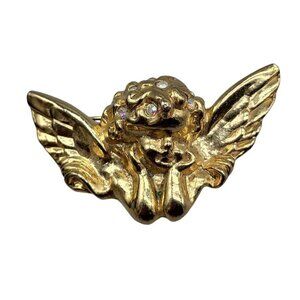 Fiorucci Large Cherub Brooch 1980s Gold Tone Iconic Collectors Piece Rare Find